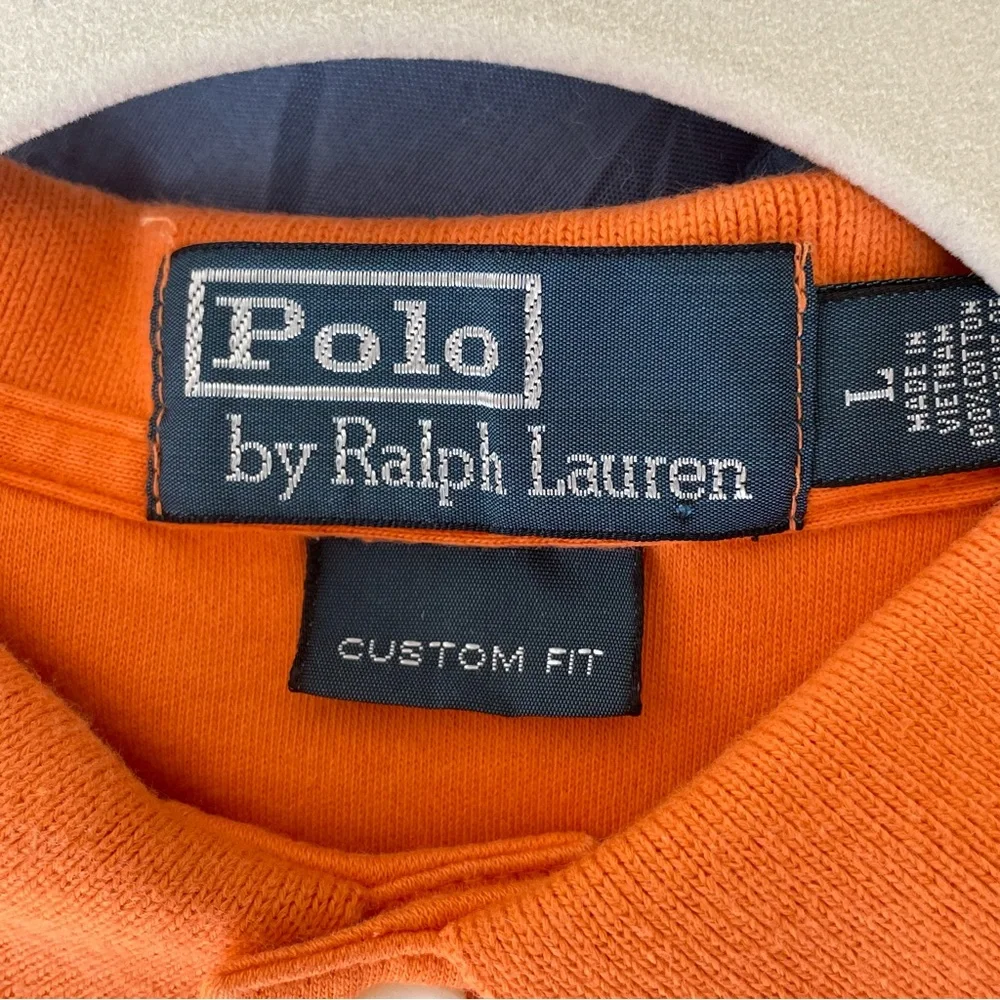 Polo by Ralph Lauren Custom Fit Orange Cotton Short Sleeve Polo | Large